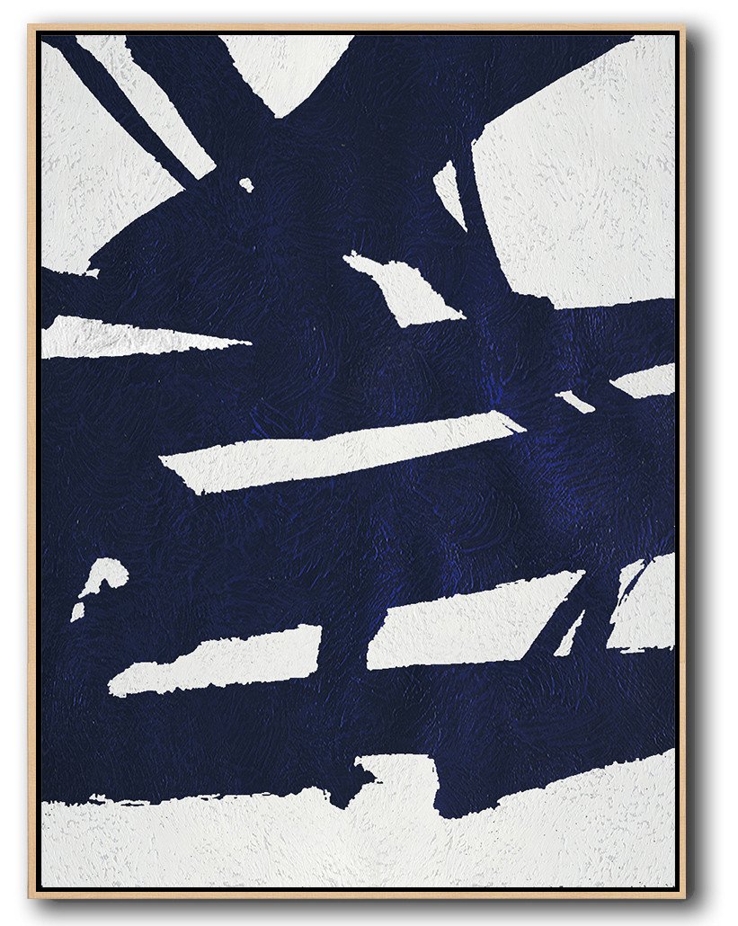 Buy Hand Painted Navy Blue Abstract Painting Online - 2 Piece Canvas Art Huge